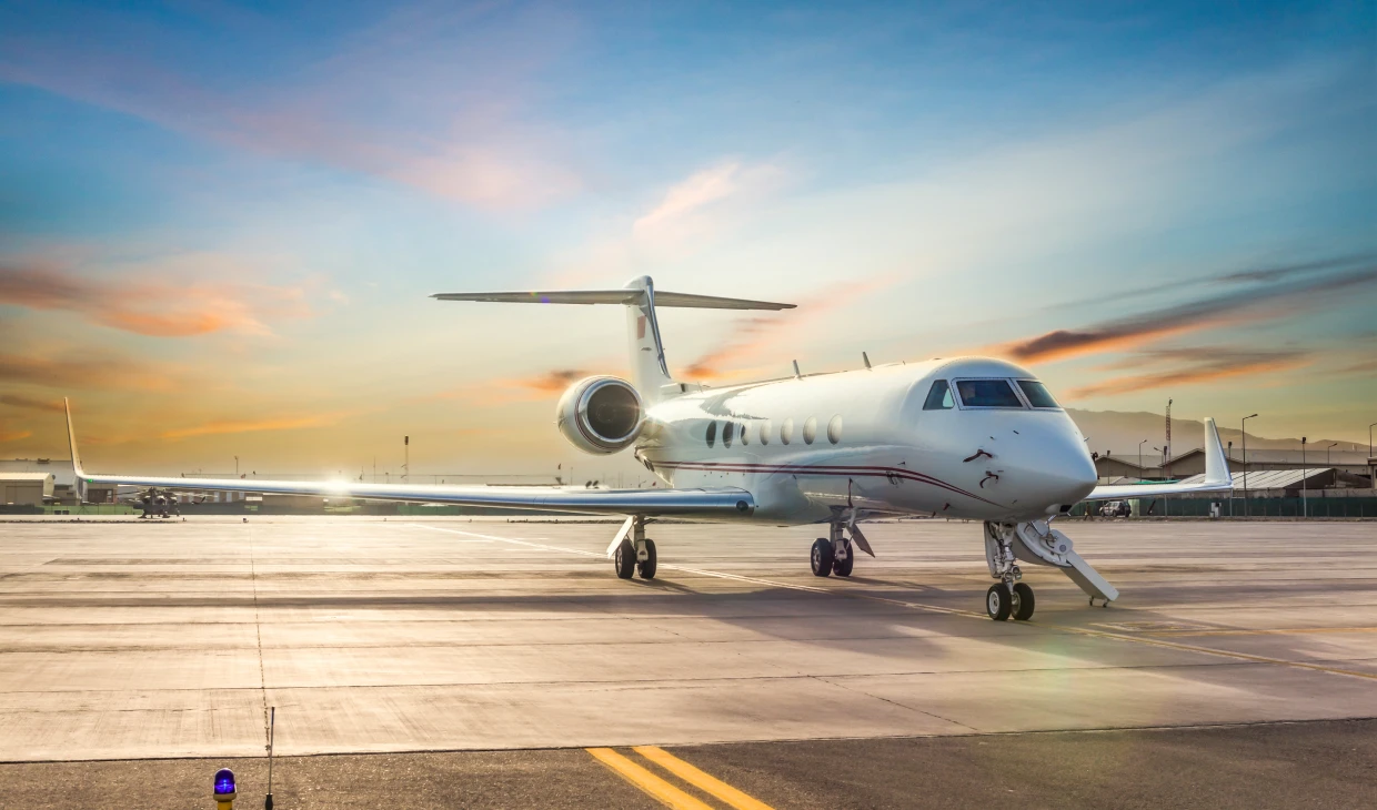 Luxury airplane ready for takeoff